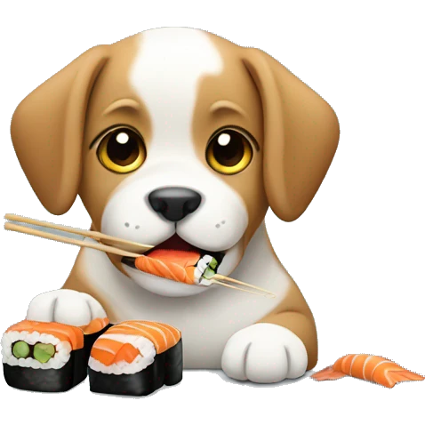 Puppy eating sushi  emoji