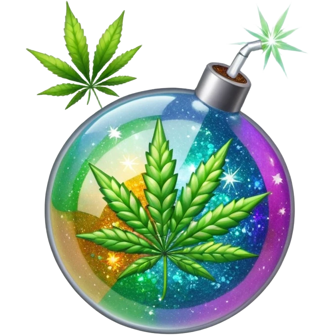multicolor glitter bomb with weed emoji