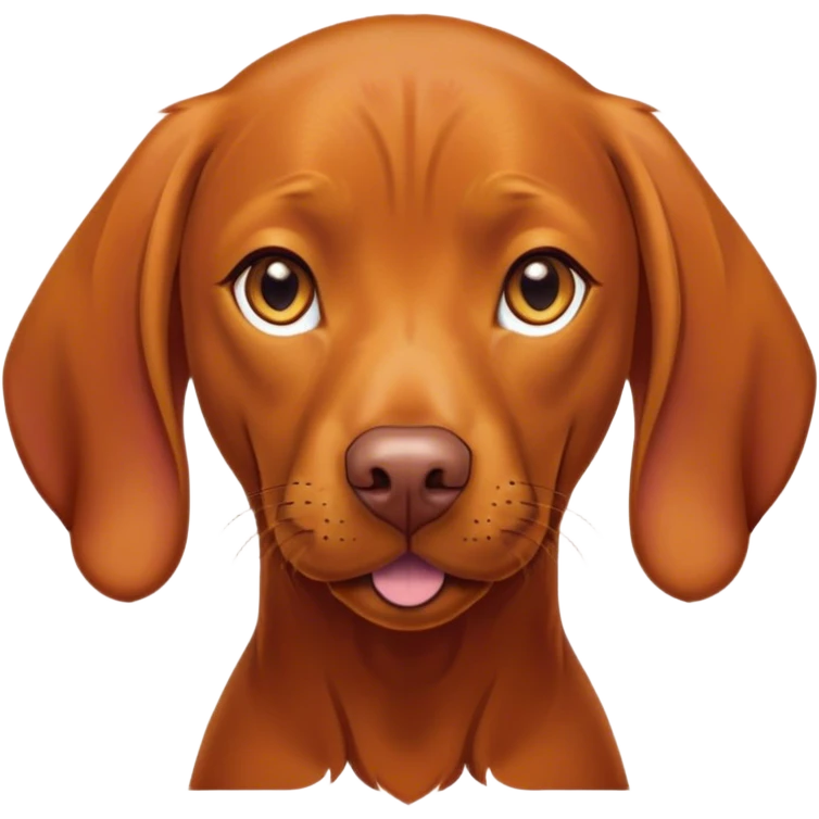 Cinematic Comical Vizsla Portrait Emoji, Head tilted dramatically with an exaggeratedly amused expression, featuring a striking rust and gold Fur with bold accents, wide, expressive amber eyes filled with playful disbelief, Simplified yet hilariously expressive features, highly detailed, glowing with a slightly sassy glow, high shine, dramatic yet playful, stylized with an air of cheeky mischief, bright and endearing, soft glowing outline, capturing the essence of a spirited and over-the-top companion, so meme-worthy it feels like it could side-eye its way into internet fame instantly! emoji