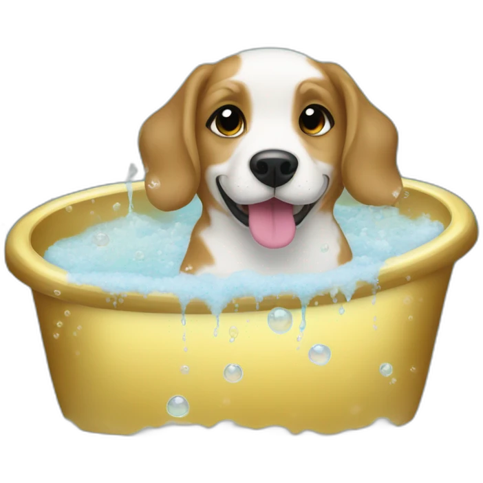 cute dogs in a champagne bubble bath emoji