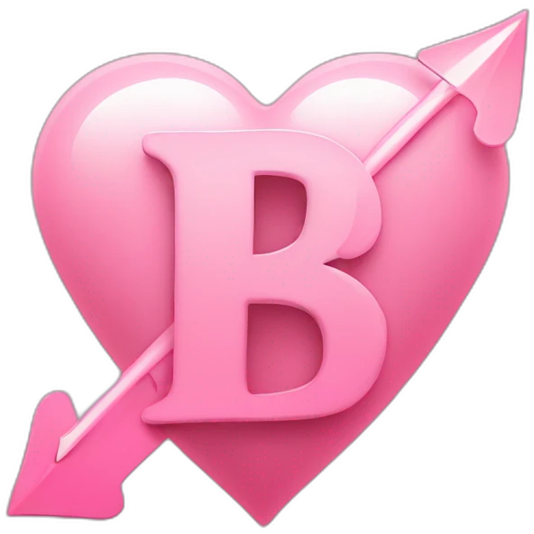 Arrow going through a love heart in the shape of the letter B light pink emoji