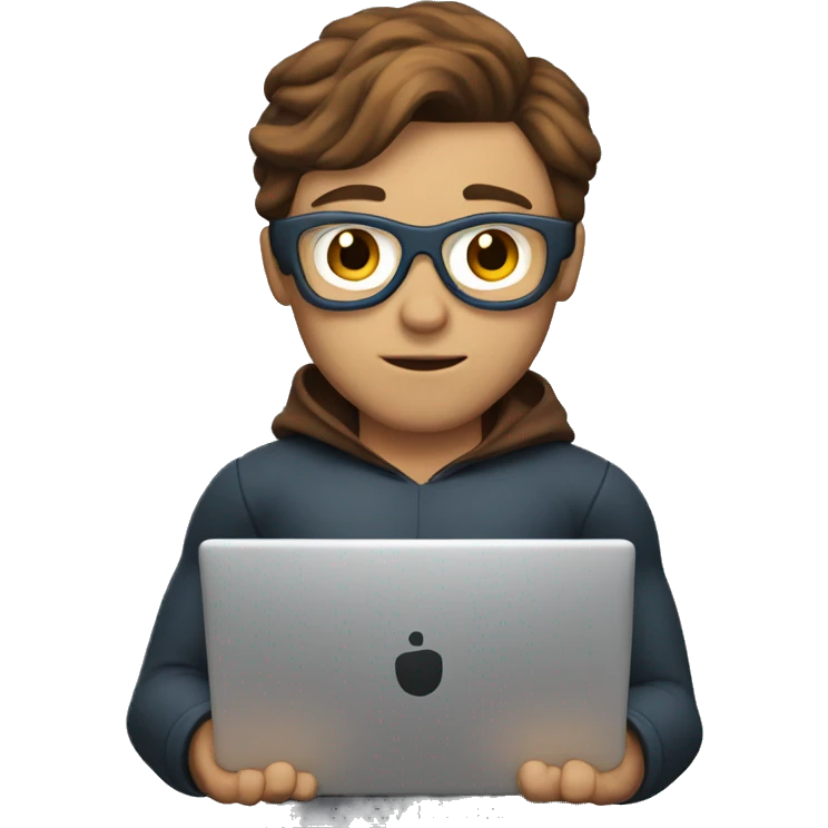 superhero with brown hair at the laptop emoji