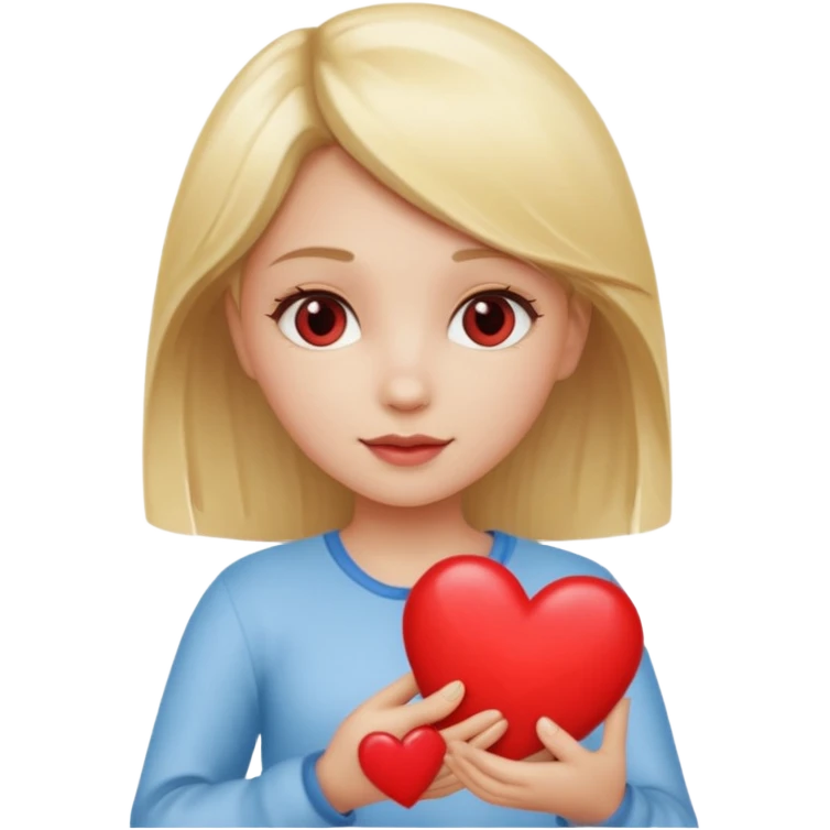 prayer girl blond hair red heart in her hands emoji