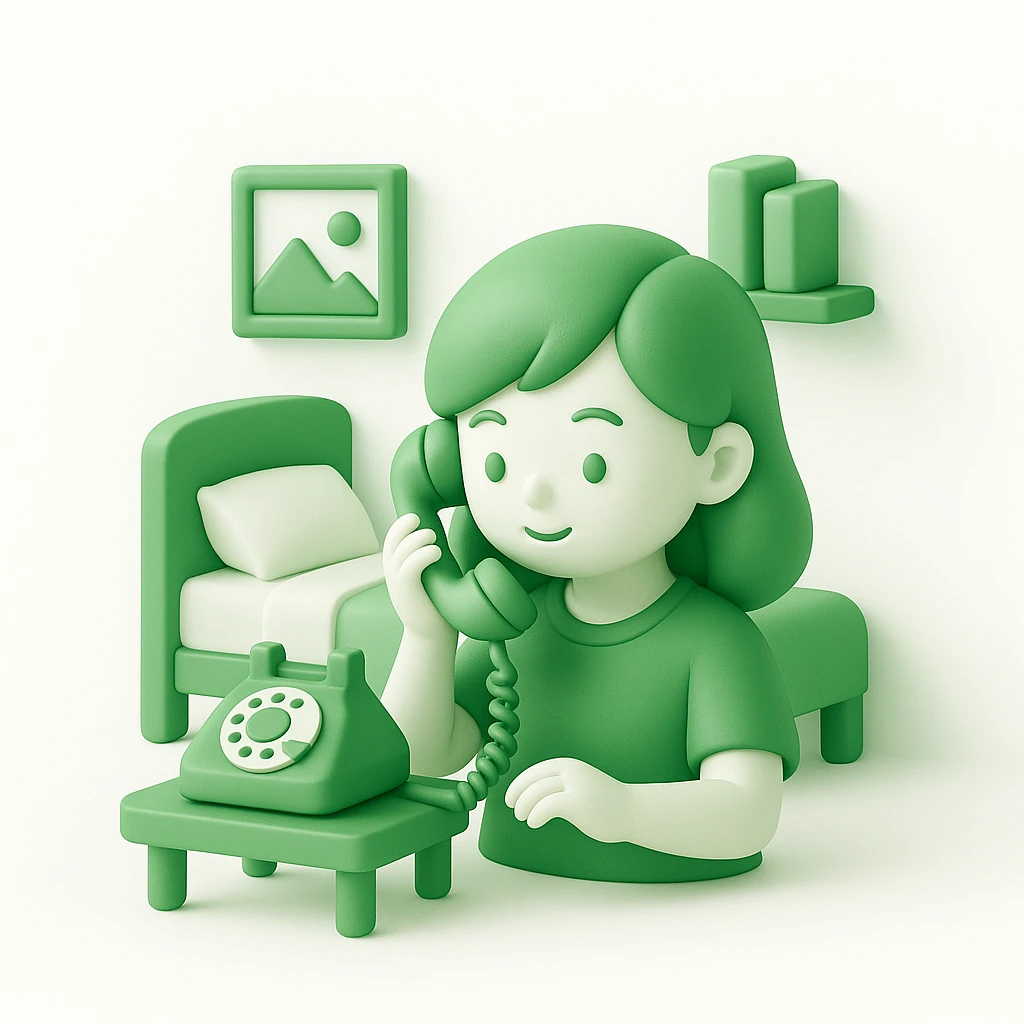 girl talking on telephone in her room emoji