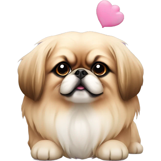 Pekingese with pink emoji