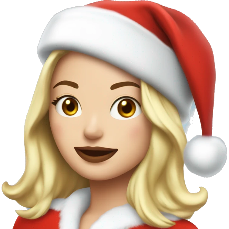 Margot Robbie with santa hat emoji
