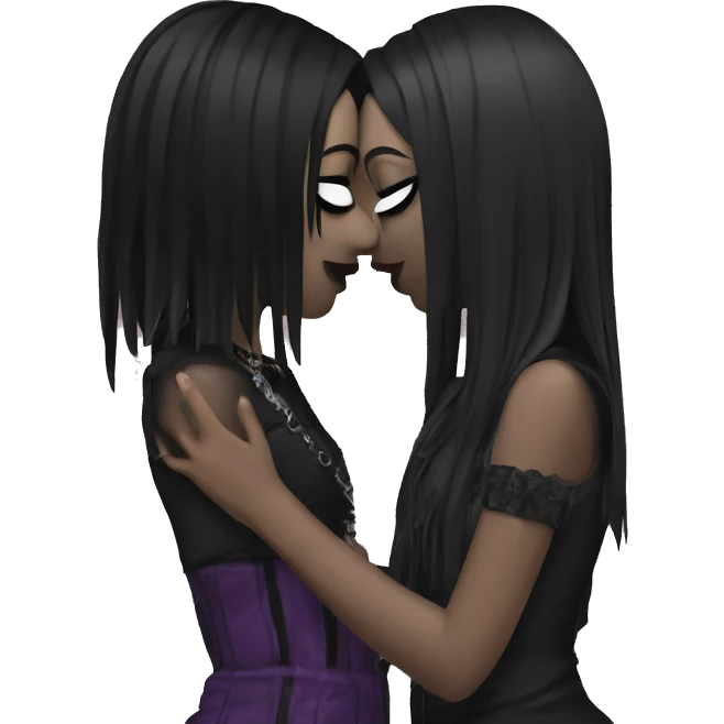 2 goth girls kissing emoji