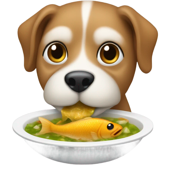 A guau eating encebollado emoji