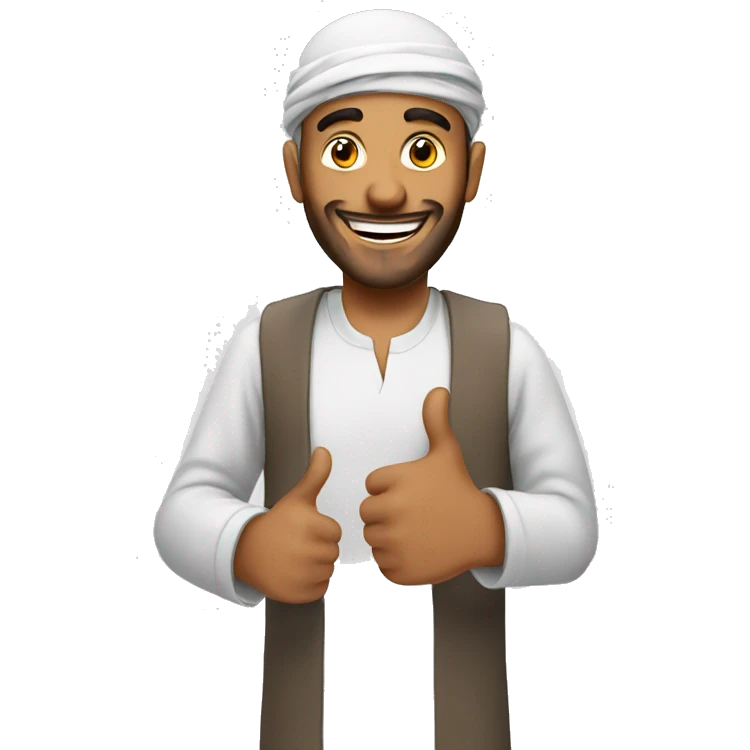 Smling Arabic man showing thumbs up  emoji