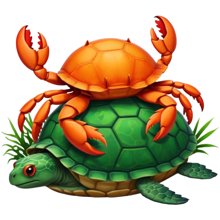 crab sitting on a turtle emoji