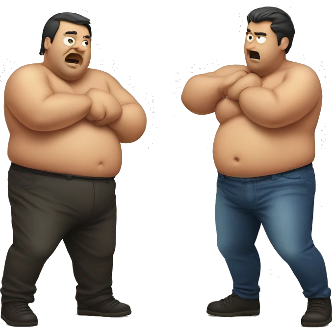 Two fat men fighting  emoji