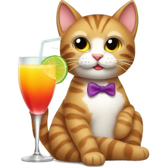 Cat drinking cocktail  emoji