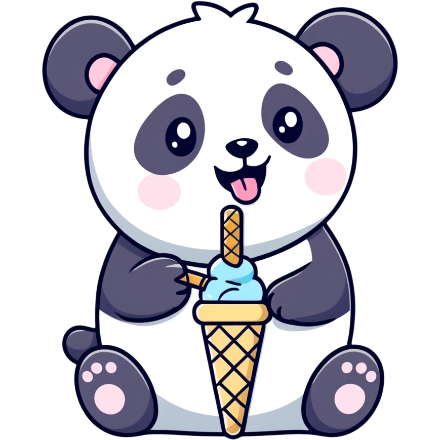 Panda eating ice cream emoji