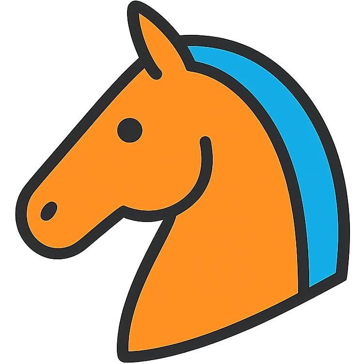 horse head color outline icon, profile view, clean lines, minimal detail, modern style emoji