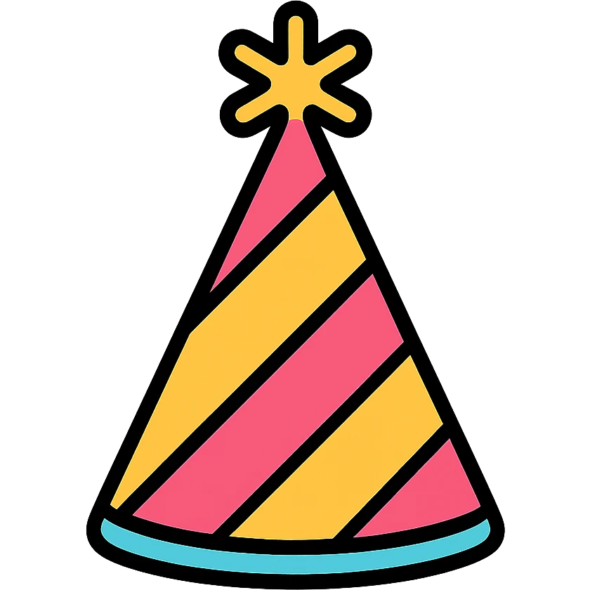 party hat icon with color outline emoji