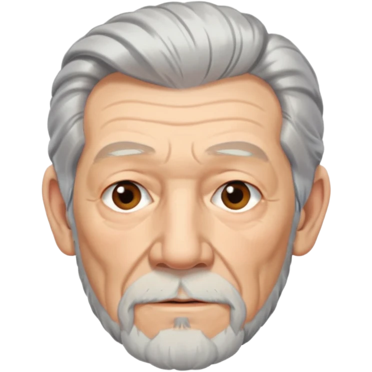 portrait of Ian McKellen, distinguished older man with silver hair and beard, gentle expression emoji