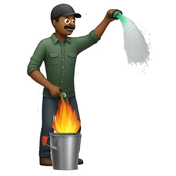 man watering fire emoji