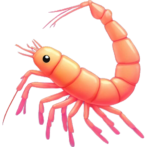 Kawaii neon glitter shrimp emoji    emoji