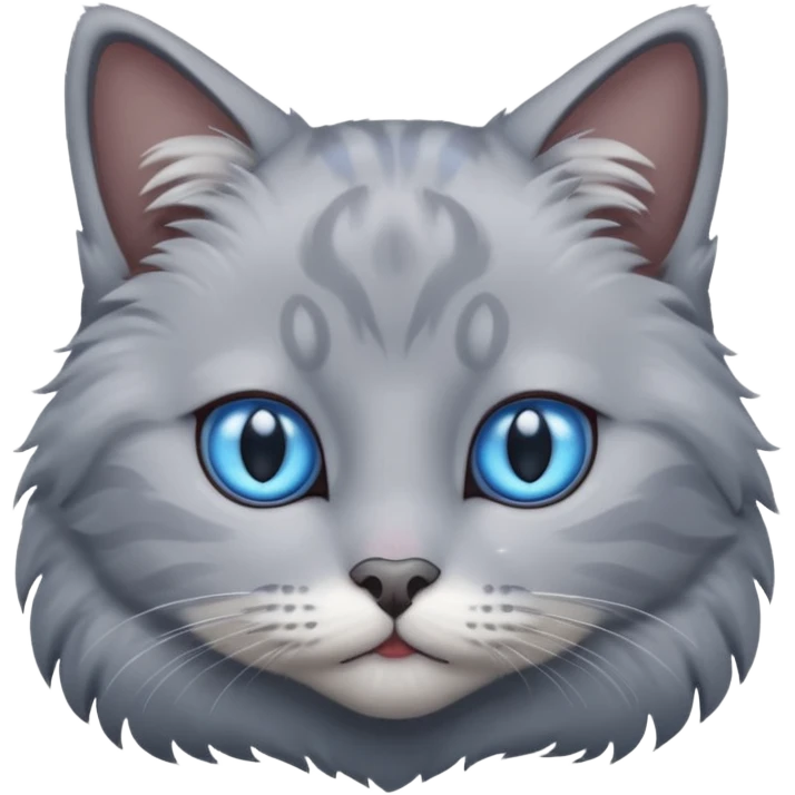a gray cat with blue eyes on its forehead emoji