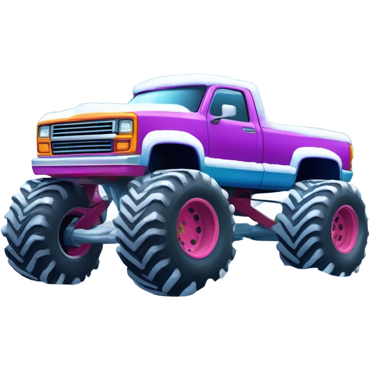 Monster truck in snow  emoji