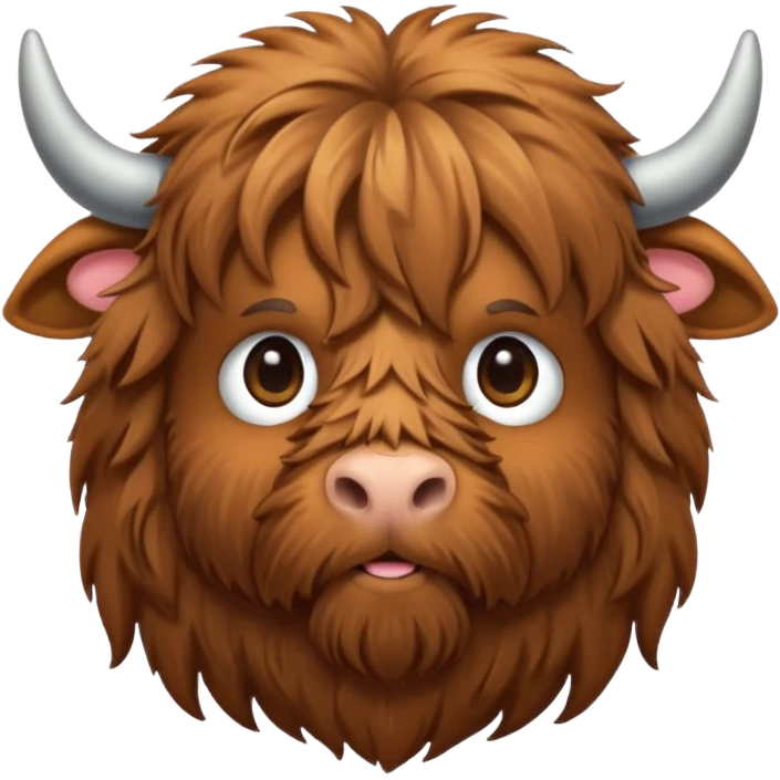 cute highland coo, very shaggy facial har covering the eyes emoji