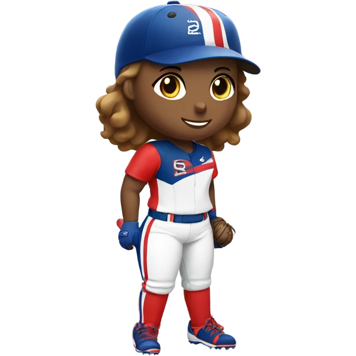 Softball player in red white blue uniform  emoji