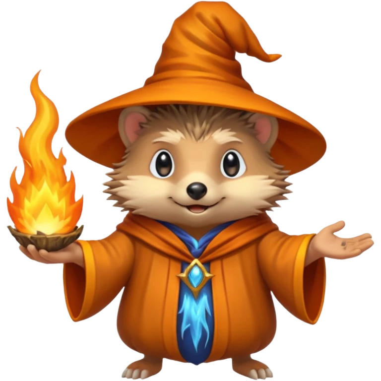 wizard hedgehog summons fire in hand emoji