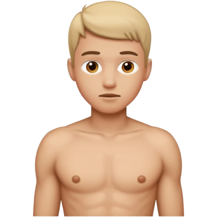 Nude man, penis, testicles, boyish, ass sticking out emoji