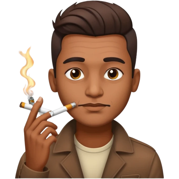 Indian brown guy with side gfade hair style, smoking cigarette emoji