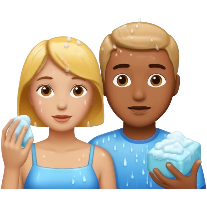 a woman and man showering emoji