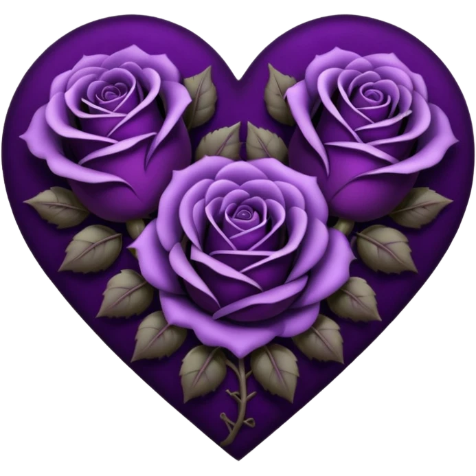 heart with purple gothic roses purple gothic style emoji