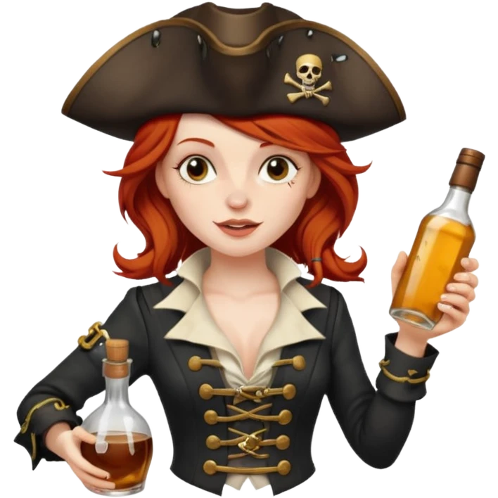 pirate redhead woman drunk emoji