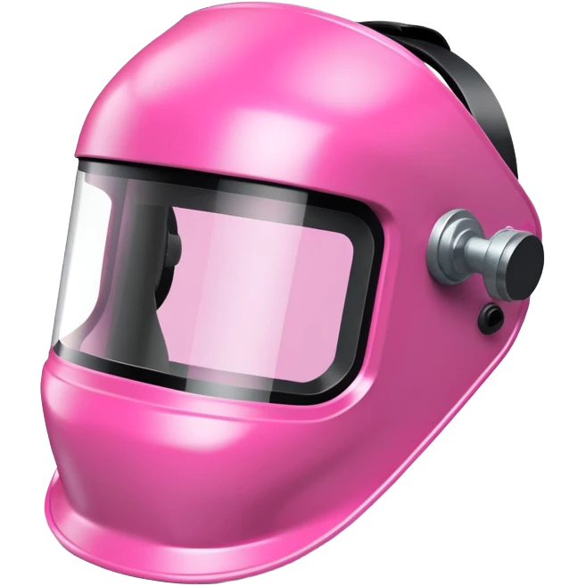 pink welding visor, full face protection with pink tinted viewing panel, protective gear emoji