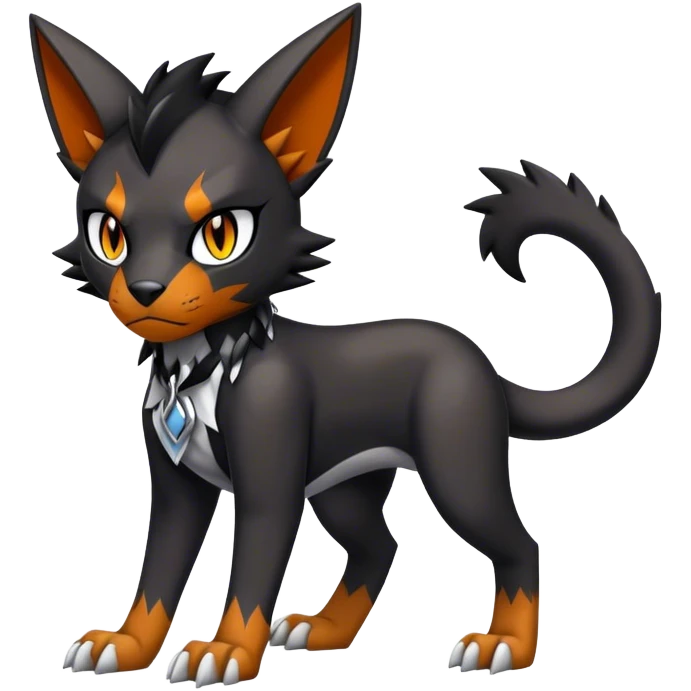Cool edgy Torracat-Houndour-Digimon, full body emoji