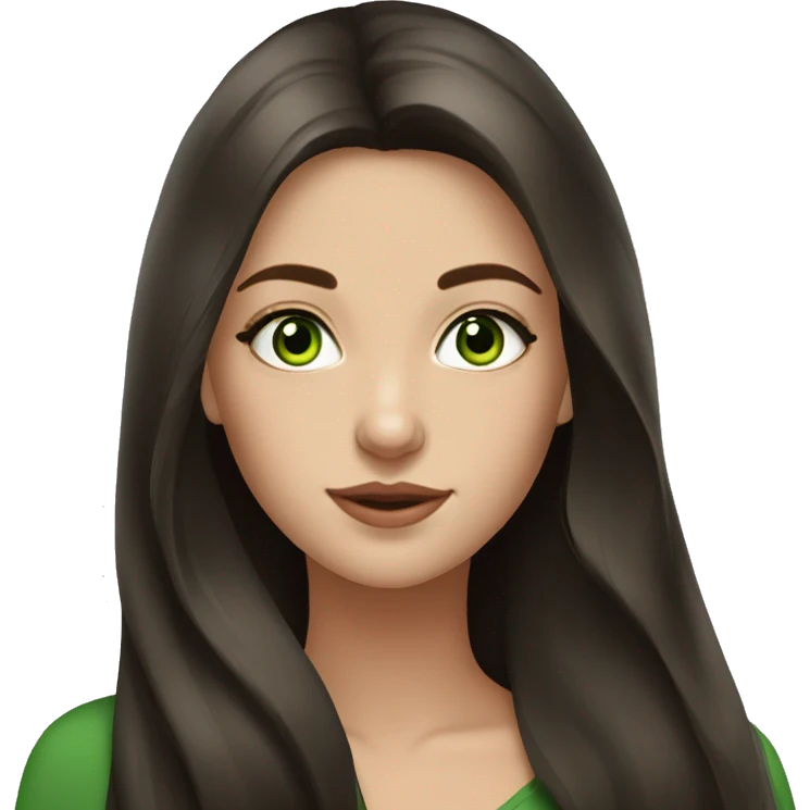 Beautiful Russian girl green eyes very long dark brown hair  emoji