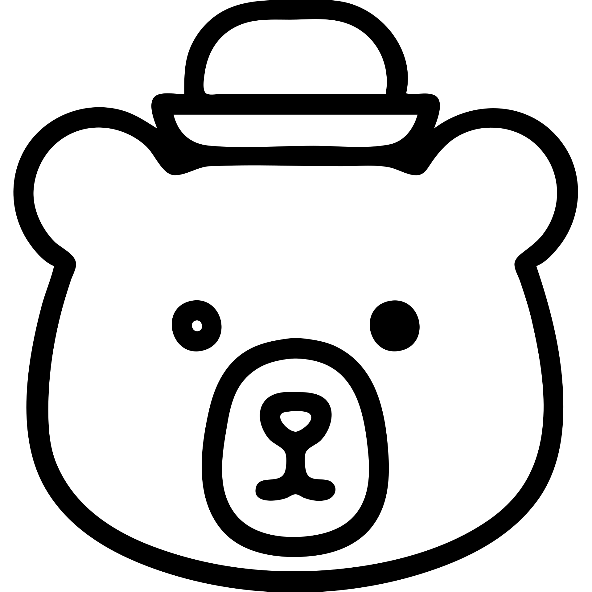simple outlined bear with small hat emoji