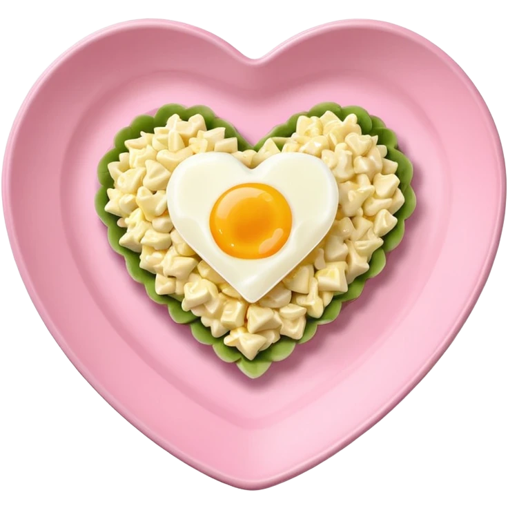 egg salad in a light pink heart shaped plate emoji