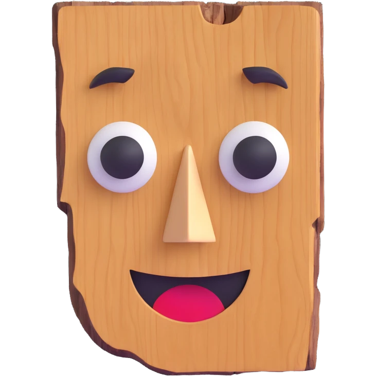piece of wood with a face, playful and expressive emoji
