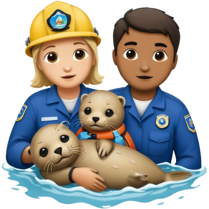 National Oceanic and Atmospheric Administration rescue workers rescue a seal multiple workers emoji