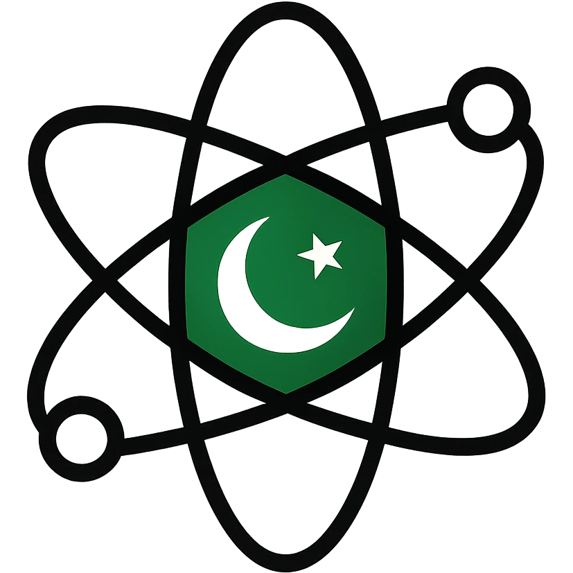 Colored icon of atom with Pakistan flag green and white colors emoji