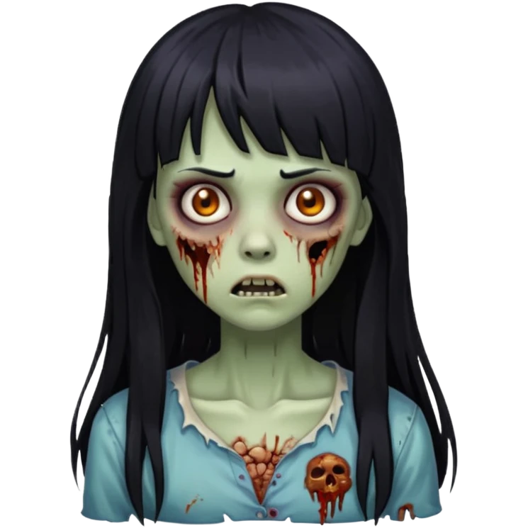 zombie girl with long black hair and bangs emoji