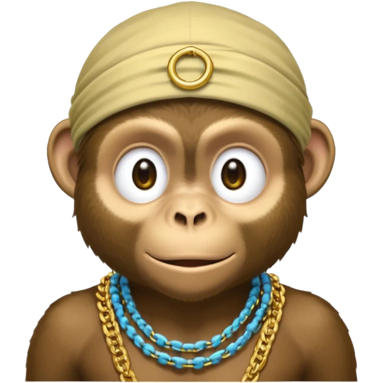 Dark monkey with a dew rag and gold chain and grill emoji
