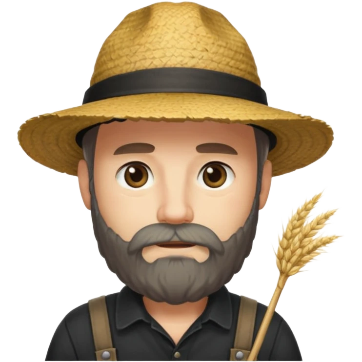 Puritan farmer male middle age with beard black clothes straw hat emoji