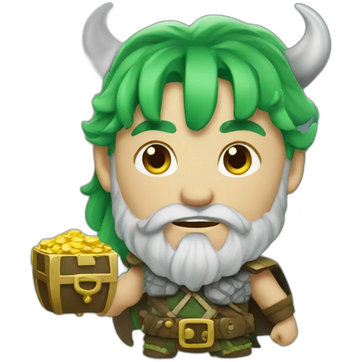 Green Haired Viking with Treasure emoji