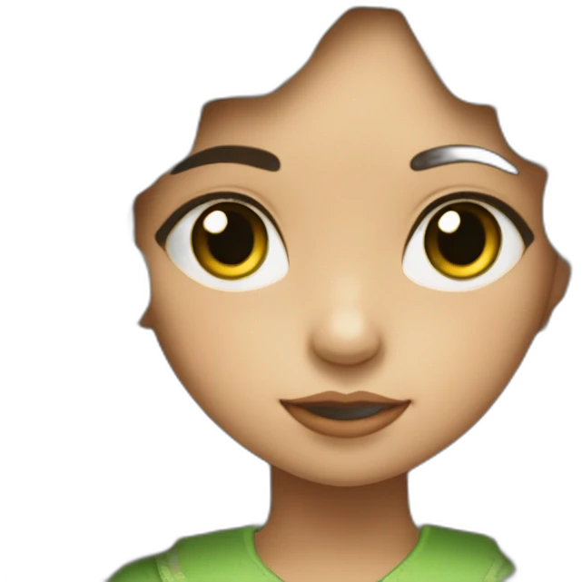 Niña morena con rizos y ojos verdes claros emoji