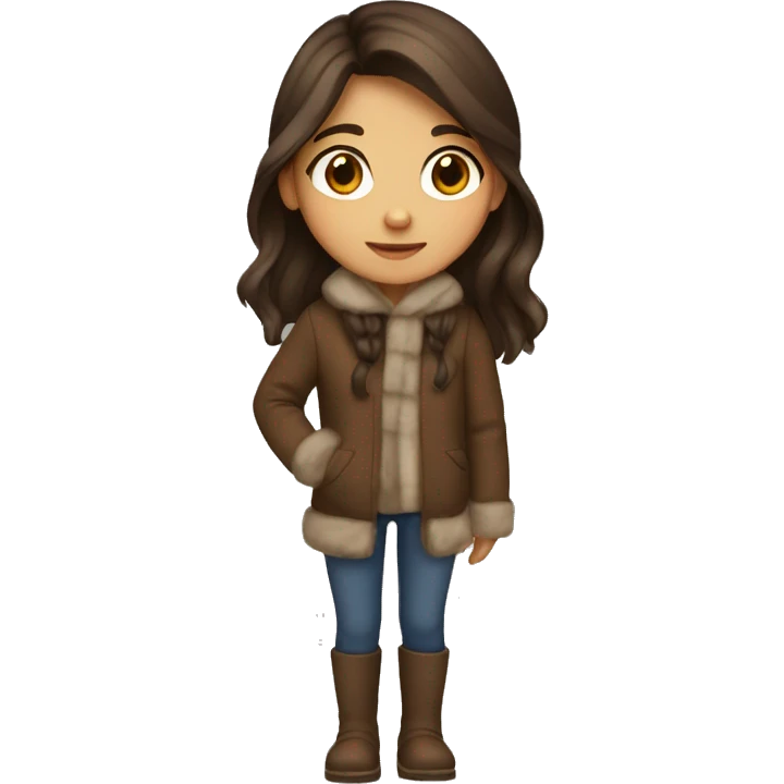 winter, christmas, hispanic, long brown hair, girl, brown eyes, child, full body emoji