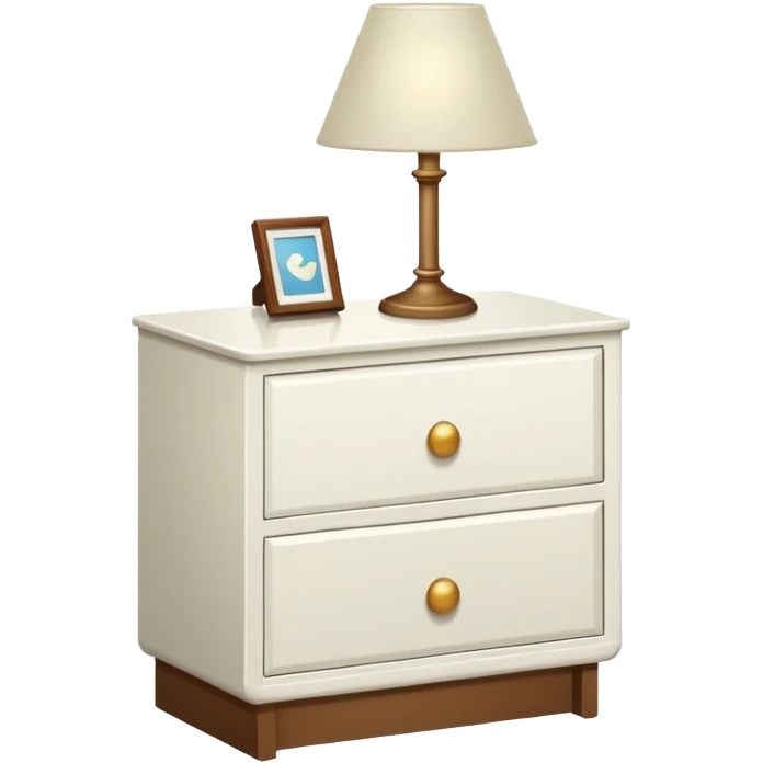 A cute and beautiful petite minimalistic neat Cupboard-commode-drawer-night-stand furniture with a night lamp on  emoji