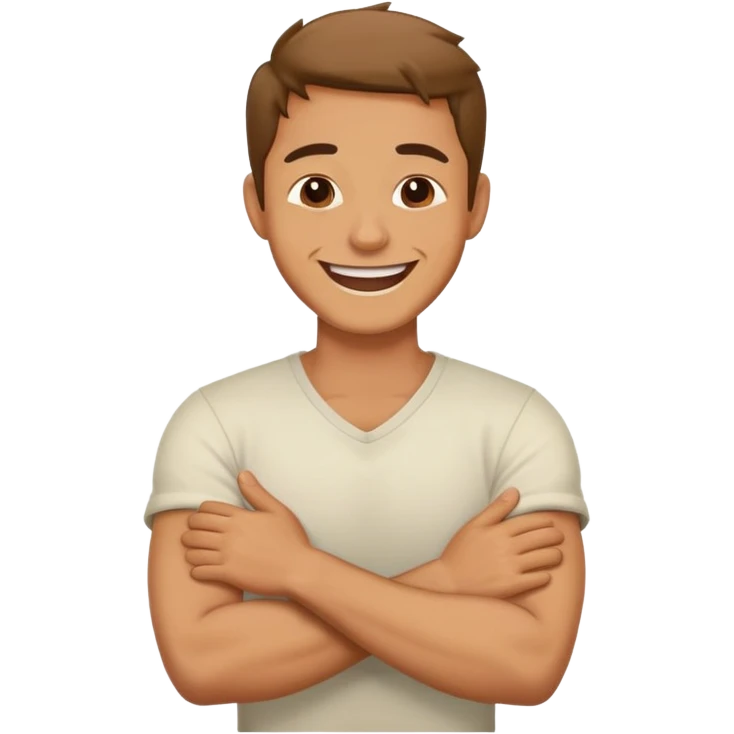 Arms crossed holding neck guy laughing  emoji