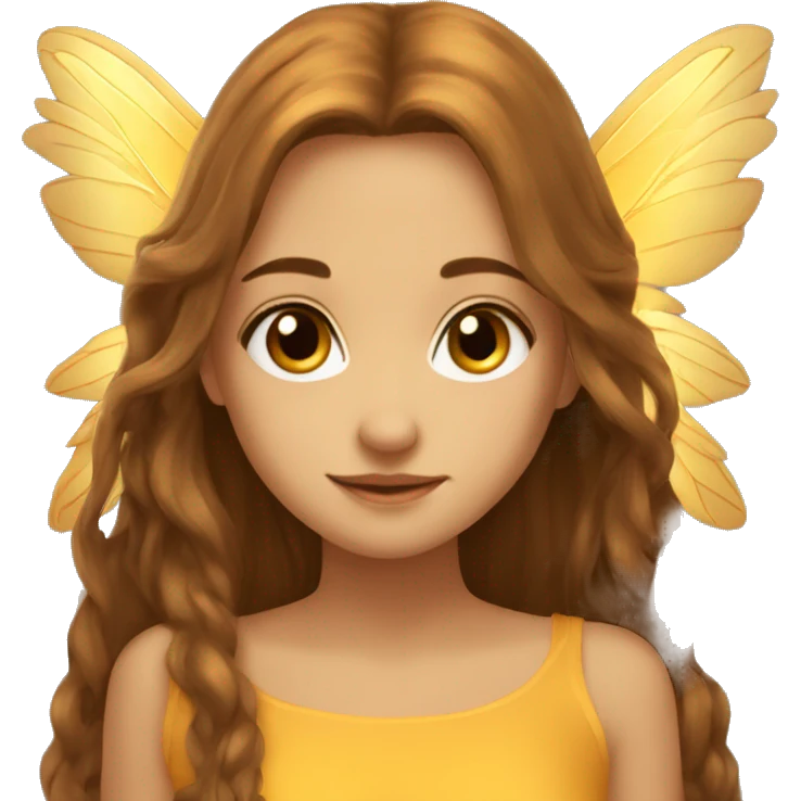 big wings, marigold, Beautiful, fairy, gold, brown, long hair emoji