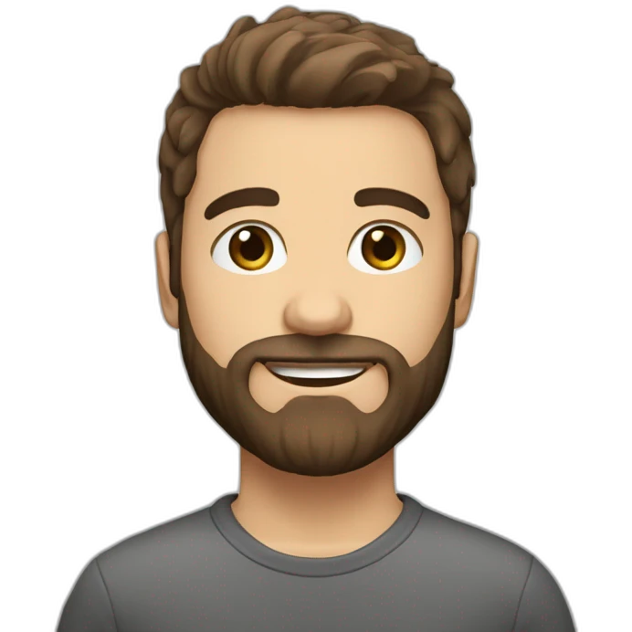 Daniel nass, brazilian, white skin, little hair, straight brown hair, bearded emoji
